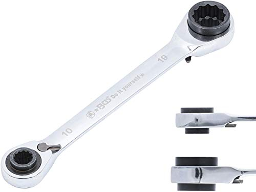 BGS Diy 30007 | Ratschen-Ringschlüssel | 4-in-1 | SW 10 x 13 - 17 x 19 mm