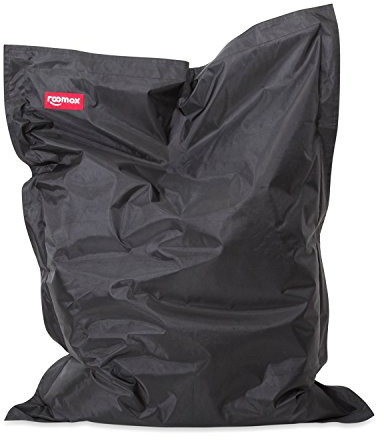 Roomox Kingsize sittsäck – King Size Sittvätt för Inomhus & Utomhus, 180 x 140 x 30 cm, Gigantisk Golvkudde av Vattentät Polyester, Svart