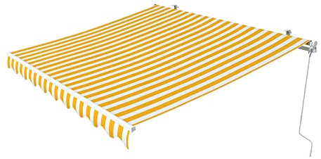 paramondo Gelenkarmmarkise Easy Balkonmarkise Sonnenschutz Terrasse, Vollständig zusammengebaut, Kurbelbedienung, 3,5 x 2,5 m (Breite x Ausfall), Blockstreifen Gelb-Weiß