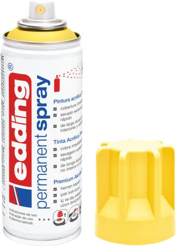 edding 5200 Spray Permanente, Giallo Traffico Opaco, 200 Ml, Vernice Acrilica Premium per Dipingere e Decorare Vetro, Metallo, Legno, Ceramica, Plastica, Tela, Smalto Acrilico, Vernice Spray