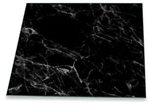 Herdabdeckplatte Abdeckung Ceranfeld Abdeckplatte Schneidebrett 1-Teilig 60x52 Marmor Schwarz- Weiss Spritzschutz Glasplatte Ceranfeldabdeckung Schutz Herdschutz Sicherheitsglas Glasschneidebrett