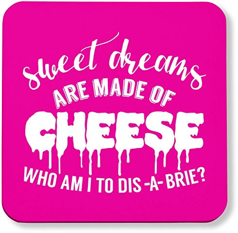 Hippowarehouse Sweet dreams are made of cheese who am I to dis-a-brie? pack of 2 coasters gloss finish durable backing 9cm x 9cm