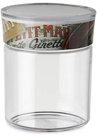 Omada Design Barattolo da 0,75L in plastica, chiusura ermetica con guarnizione e con decorazione indelebile, Linea Plexart