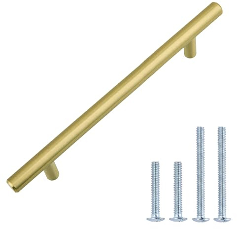 Amazon Basics AB1504-GC-25 Möbelgriffe, 18.75 cm lang (Lochmitte 12.7 cm), Gold Champagner