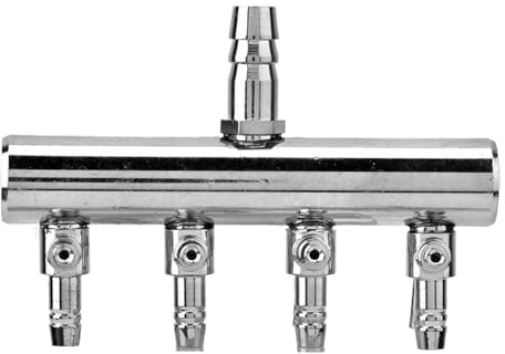 Aquarium Air Flow Splitter Fish Tank Luftkontrollventil aus Edelstahl Aquarium Sauerstoff Distributor Fish Tank Luftpumpe Zubehör (4 Wege)