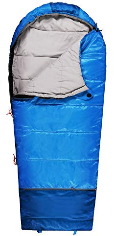 REDCAMP Saco de dormir para niños de 3 a 4 estaciones, saco de dormir para niños para clima cálido o frío, ideal para acampar, senderismo, mochileros, viajes al aire libre, azul 2 libras