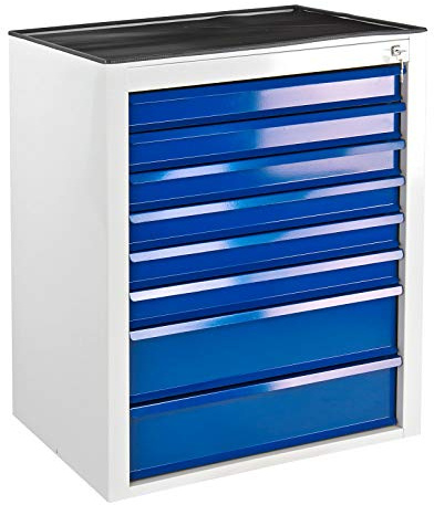 ADB Schubladenschrank Metallschrank 8 SL MAMMUT Korpus RAL 7035 - Front RAL 5012, aus Metall, für die Werkstatt als Werkzeugschrank, Hergestellt in der EU | Korpus RAL 7035, Front RAL 5012, Werkzeugschrank aus Metall für die Werkstatt, hergestellt in der EU