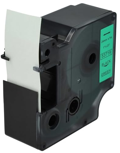 vhbw Schriftband-Kassette Ersatz für Dymo D1 | 53719 für Etiketten-Drucker 7m x 24mm Schwarz auf Grün