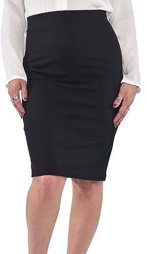 Oh! Pretty Pencil Skirts For Women UK Elasticated Waist Women's Skirts Midi Skirt Black Skirt Knee Length Pencil Skirt Ladies Multiple Colours Plus Size 8-22