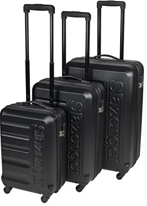 Slazenger Kofferset - 3-Teilige Reisekoffer Set Kofferset - Hartschalenkoffer Klein, Mittel und Groß - Reisekoffer mit Rollen und Schloss - Ultraleichtes Gewicht - ABS Kunststoff - Schwarz