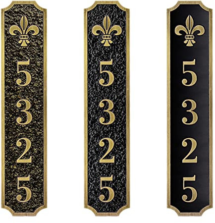 Numero civico personalizzato in metallo, acrilico, 7,6 x 30,5 cm, cartello personalizzato per casa/strada/cammino/portalettere, argento classico, vintage, ottone antico, regalo per inaugurazione casa