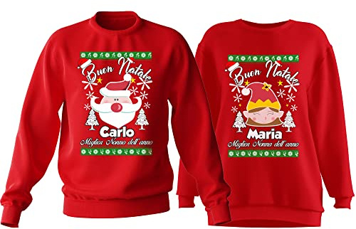 Coppia Felpe Natale - Personalizza Nomi - papà Mamma - Fidanzati - Moglie Marito - Zii - Nonni - Il Migliore - Christmas - Regali Simpatici