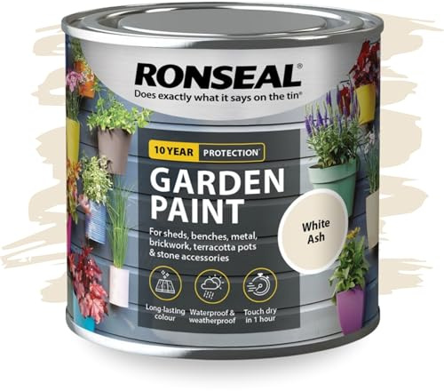 SAVING HUB Garden Paint 250ml – Exterior Multi-Surface Paint for Wood, Fence, Brick, Metal, Stone & Terracotta – Waterproof Weather Resistant Matt Finish for Sheds, Garden & Outdoor Use (White Ash)