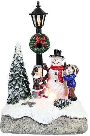ISAKEN Weihnachtsdorf Mit Straßenbeleuchtung, LED Beleuchtung Weihnachtsdorfhäuser Harz Batteriebetrieben Weihnachtsdorf Zubehör für weihnachtliche Heimdekorationen