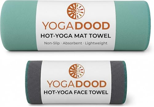 72 x 26.75 Long Hot Yoga Mat Towel Plus Compact Face Towel – Hot Yoga Essentials - Full Length, Absorbent, Microfiber Material for Workout, Gym - Pack of 2 Yoga Towels - Grip Improves with Sweat