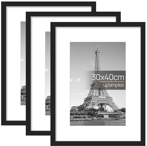 upsimples 3 Pack Bilderrahmen 30x40, Schwarz Rahmen 30x40, Picture Frame für Fotos, Bilder, Poster