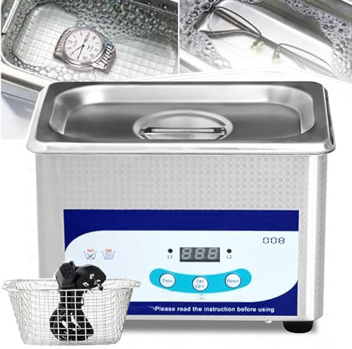 JavoN Limpiador Ultrasónico, Máquina Limpiadora Ultrasónica Profesional De Acero Inoxidable 304, Chip De Control Digital, con Temporizador Y Calentador Digital, para Joyas/Carburadores/Monedas