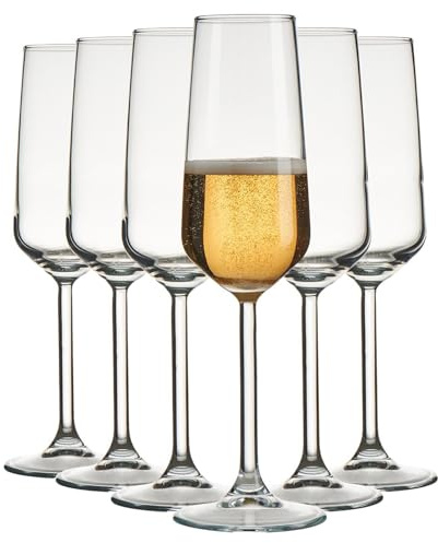 Queensway Home & Dining 195ml Clear Glass Champagne Prosecco Flutes Stemmed Glasses Set of 6 - Party Sleek Glassware for Celebrations and Special Occasions