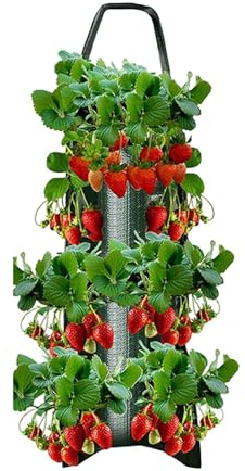 Giwuence Erdbeere Pflanzsack | Pflanztaschen Hängend | Hängend Pflanzbeutel Mit Griffe | Garten Pflanzsack | Pflanzsack Mit Löchern Für Erdbeer Tomaten Kräuter Gemüse Pflanzen