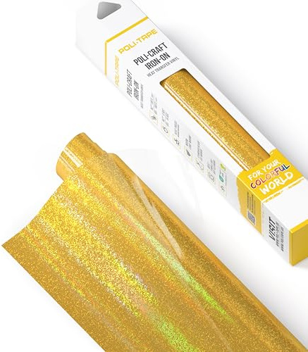 POLI-FLEX® STARFLEX Transferfolie für Textilien – Holographische Effektfolie zum Aufbügeln, Plotterfolie für DIY Shirts, Gold, 30,5 cm x 61 cm