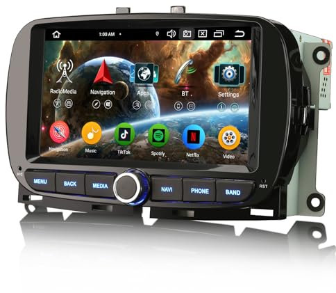 GONFEN 4GB+64GB Android 14.0 Autorradio 8 Núcleos Dab+ Radio Coche para FIAT 500/500C/500S/500E 2016-2021 GPS Navegador Estéreo Inalámbrico CarPlay Android Auto WiFi 4G USB Bluetooth 5.0 DSP CANBus FM