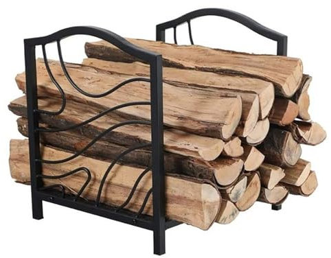 Portalegna in metallo nero, portalegna in ferro battuto massiccio, portalegna da giardino, accessori for bruciatori a legna da camino for soggiorno
