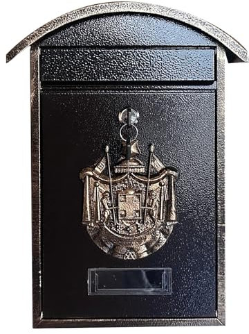 Briefkasten, Briefkästen, Postkasten, Briefkasten Vintage, Briefkasten Retro, Briefkasten for den Außenbereich mit Schloss, Wandmontierter Briefkasten for Haus oder Büro(Brass)