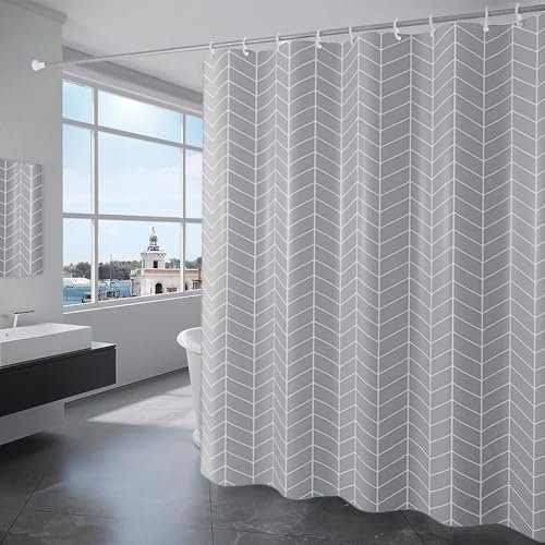 GRICOL Cortina de Ducha Impermeable Cortina de Baño Poliéster Cortina Bañera con 12 Ganchos para Ducha y Baño 180x180CM Gris