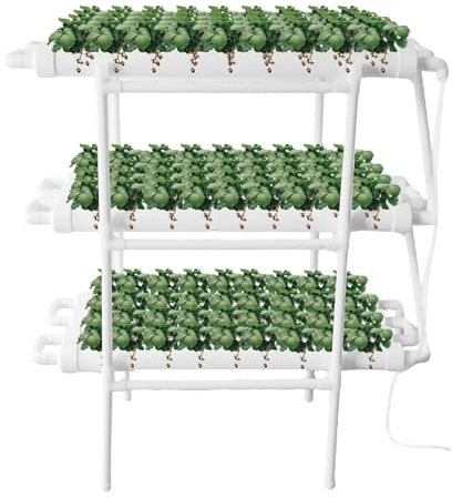 PTSZNGS Idroponica da Interno | Rack idroponico Verticale | Kit di Coltivazione con Tubi in PVC, Sistema di irrigazione con Pompa dell'Acqua, Timer per Frutta e Verdura