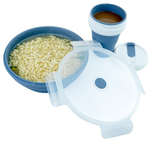 L-WASH Collapsible Silicone Camping Bowl and Travel Cup Set. For Travel and Camping Microvave and Fridge Food. Suitable for Hot and Cold