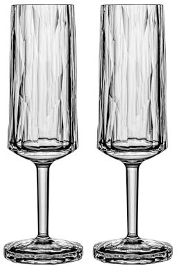 Koziol Superglas Club No. 14, 2 pièces, 100 ml, verre à champagne & mousseux en plastique cristallin, luxueux, incassable, réutilisable, fête, camping, set de 2 pièces