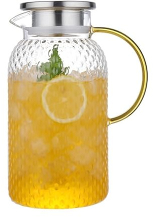 guiling-1986 Brocca Acqua Caraffa for Acqua 1,9 l Brocca in Vetro con Coperchio e Manico Bollitore for Acqua Calda e Fredda Bellissima brocca for Bevande Leggera Caraffa Acqua