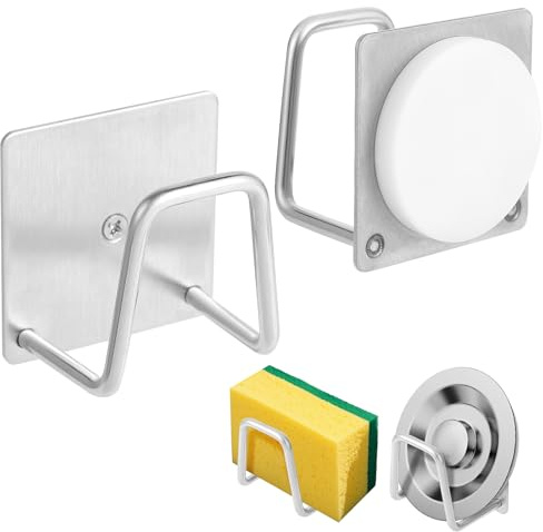 Dlilise Magnetic Sponge Holder for Kitchen Sink, Magnetic Scrubber Hanger Caddy, Kitchen Accessories Storage Rack Stand, Stainless Steel, Rustproof and Waterproof