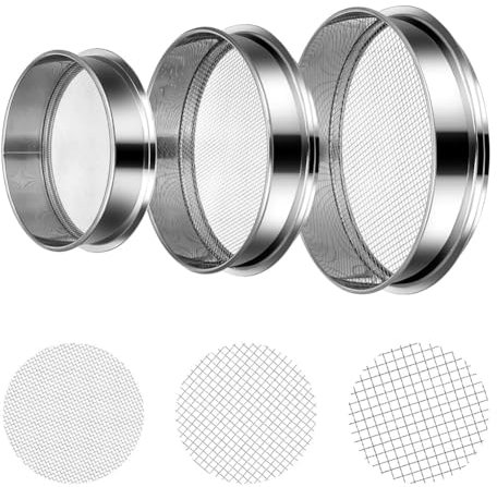 PAGJHRFJG Soil Sifter Set with5mm, 3mm, 1mm Mesh - Rock Garden Sieve forGardening, Bonsai, Beach, andGravel
