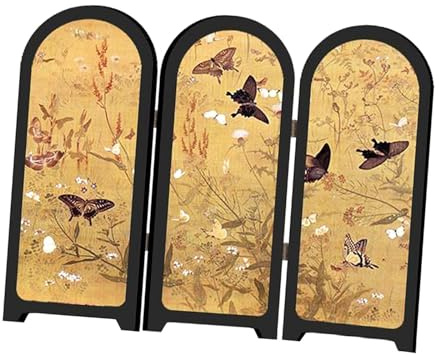 Colcolo Mini paravent décoratif Chinois à 3 Panneaux, séparateur esthétique de 24 x 20 cm, Petit paravent de Bureau pour Bureau, Style C