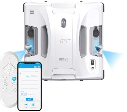 Sichler Exclusive Fensterputzroboter: HOBOT S7 Pro Profi-Fensterputz-Roboter, Dual-Sprüher und -Wischer, App (Fenster Robot, Fensterputzroboter für Bürogebäude, Spray)