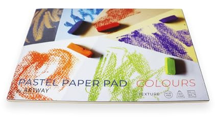 Artway Blocco di carta formato A4, ideale per pastelli morbidi, pastelli a olio, matite pastello, grafite e carbone, 48 faccie/24 fogli di carta pastello da 160 g/m², 6 colori assortiti