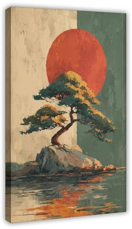Japanese Bonsai Art Wall Canvas Poster Bedroom Decor Landscape Office Room Decor Gift 08x12inch(20x30cm)