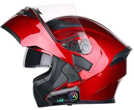 ZLHYQA Casque de Moto modulaire homologué ECE, Casque de Sport intégral Rabattable antibuée à Double visière intégrée pour Adultes Hommes et Femmes, Double Haut-Parleur et Microphone inté