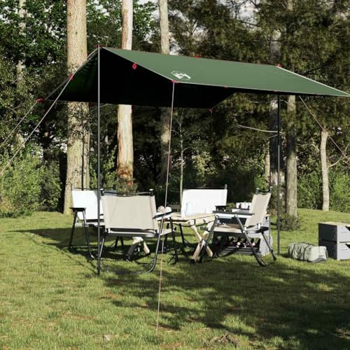 HaoChrymec Tarp Grün mit Wasserdichtem 185T Polyester, Multifunktionale Zeltplane, Sonnenschutz und Regenschutz, Ideal für Camping, Zelt Regenschutz, Tarp Wasserdicht, 300 x 294 cm