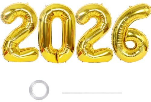 GoldRock XXL Luftballons Silvester Deko 2026 Gold,40 Zoll 2026 Zahlen Luftballons Happy New Year Dekoration,Folienballon 2026 Deko Silvester,Große 2026 Ballons für Jubiläum,Neujahr,Silvesterdeko Party