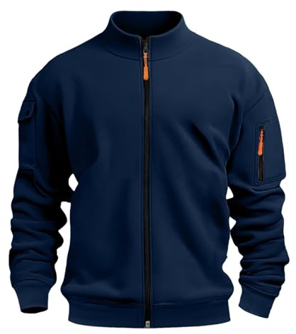 Felpe da uomo UK Zip Up Manica Lunga Casual Pullover Felpa Senza Cappuccio Plus Size Tuta Top con Tasche Outwear Giacca Leggera Outdoor Cappotto Palestra Activewear Designer Lavoro Maglioni