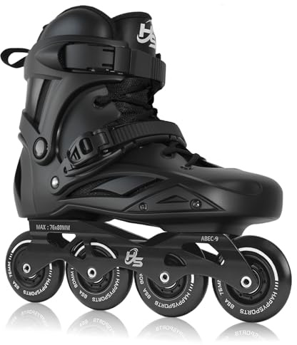 HSHVHSH Inline Skates for Women Men, Professional Fitness Roller Skates Blades with PU Wheels for Male, Female, High Performance Skates for Beginner, Black (Men10-11/Women11-12)