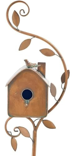 Riuulity Birdhouse Garden Stakes, Metal Bird House, Ideal for Indoors and Outdoors, Ideal for Garden Decor (2)