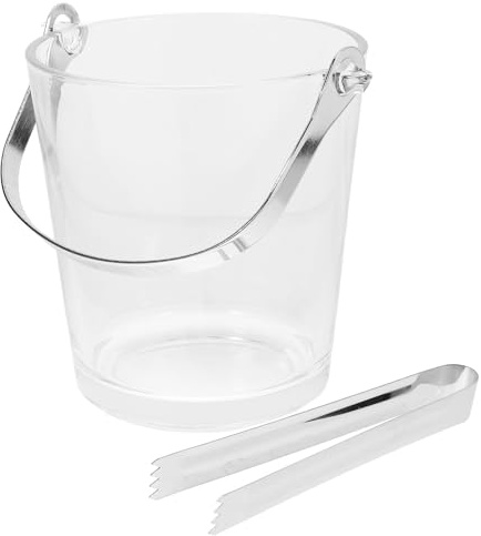 TOYANDONA Seau à Glace en Verre et Acier Inoxydable avec Pince Seau à Glaçons Compact pour Maison et Bar Récipient Résistant pour Bière Vin et Vin Mousseux pour Fêtes et Réceptions