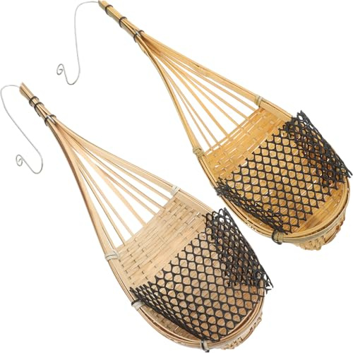 JOINPAYA Panier à Fleurs en Bambou 2 Pcs Support Mural pour Plantes Grosse Capacité et Design Polyvalent Style Nid D'oiseau pour Décoration Intérieure