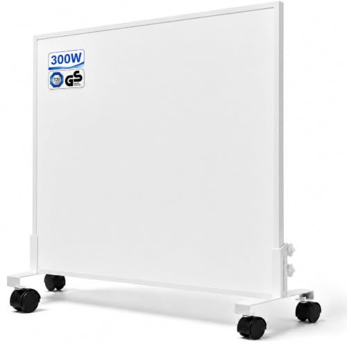 Hocosyme Infrarotheizung Standgerät 300W Mobil & Flexibel | Mobiler Infrarot-Heizer mit Rollen für 3-8 m² – Bis 120°C in 1-3 Min. Flüsterleise. V0-Schutz & Überhitzungsschutz.