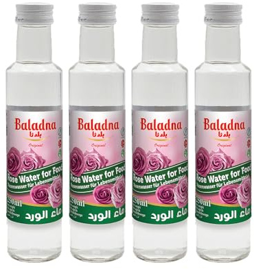 Baladna Orangenblütenwasser 250 g x 3 Pcs | Aromatisches Blütenwasser | Ideal für Desserts | Auch als Gesichtswasser verwendbar | Skincare | feuchtigkeitsspendend | Vegan | Halal