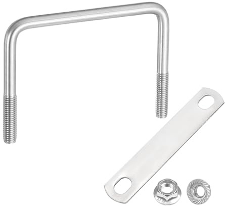 QUARKZMAN Pernos U Cuadrados Internos Automoción 120mm Ancho X 90mm Largo | De 4-3/4 Pulgadas De Ancho 3-9/16 Pulgadas De Longitud, Pernos U De Acero Inoxidable 304, Con Tuercas Placas