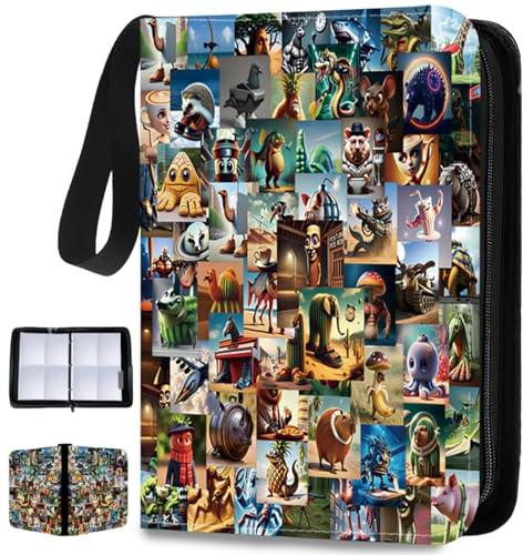 Card Binder For Kids, Italian Brainrot 4 Pocket 50 Pages 400 Cards, Portable Waterproof PU Complete Card Collection, Collectible Card Album This Is The Perfect For Boys And Girls